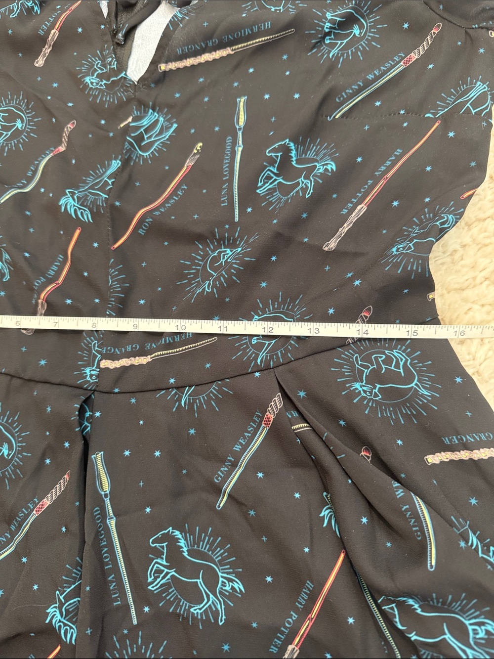 Unique Vintage Harry Potter Patronus Wand Print Dahlia Swing Dress - Picture 9 of 12